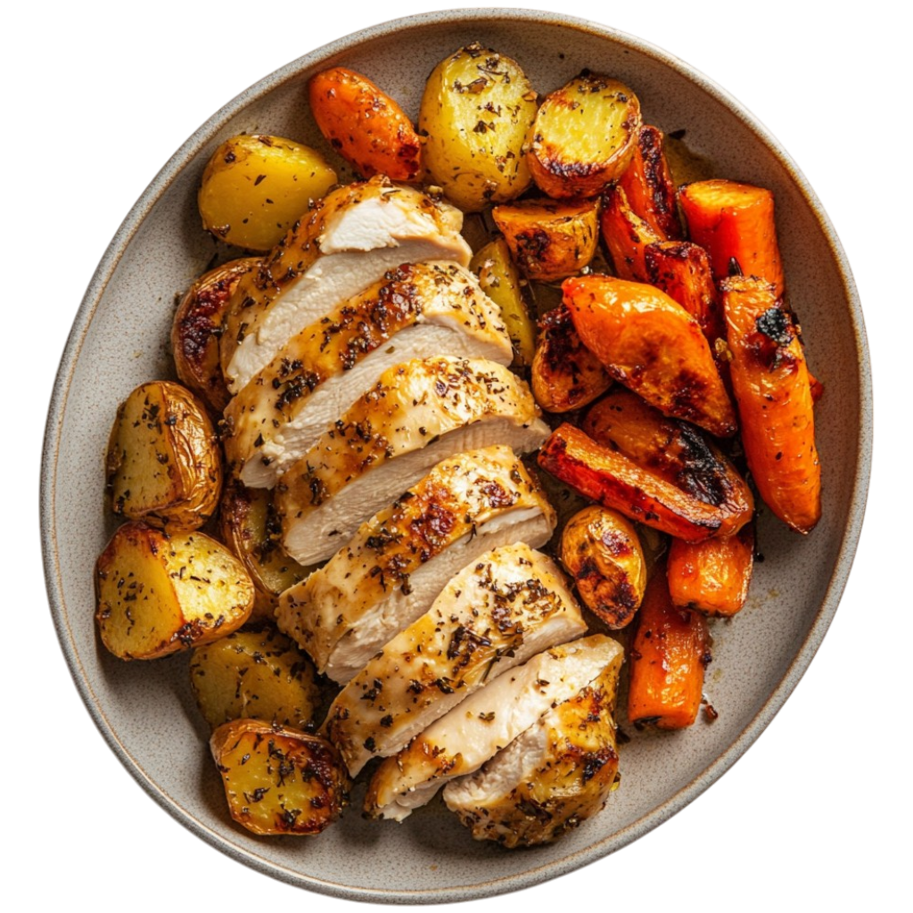 Poulet rôti aux légumes racines