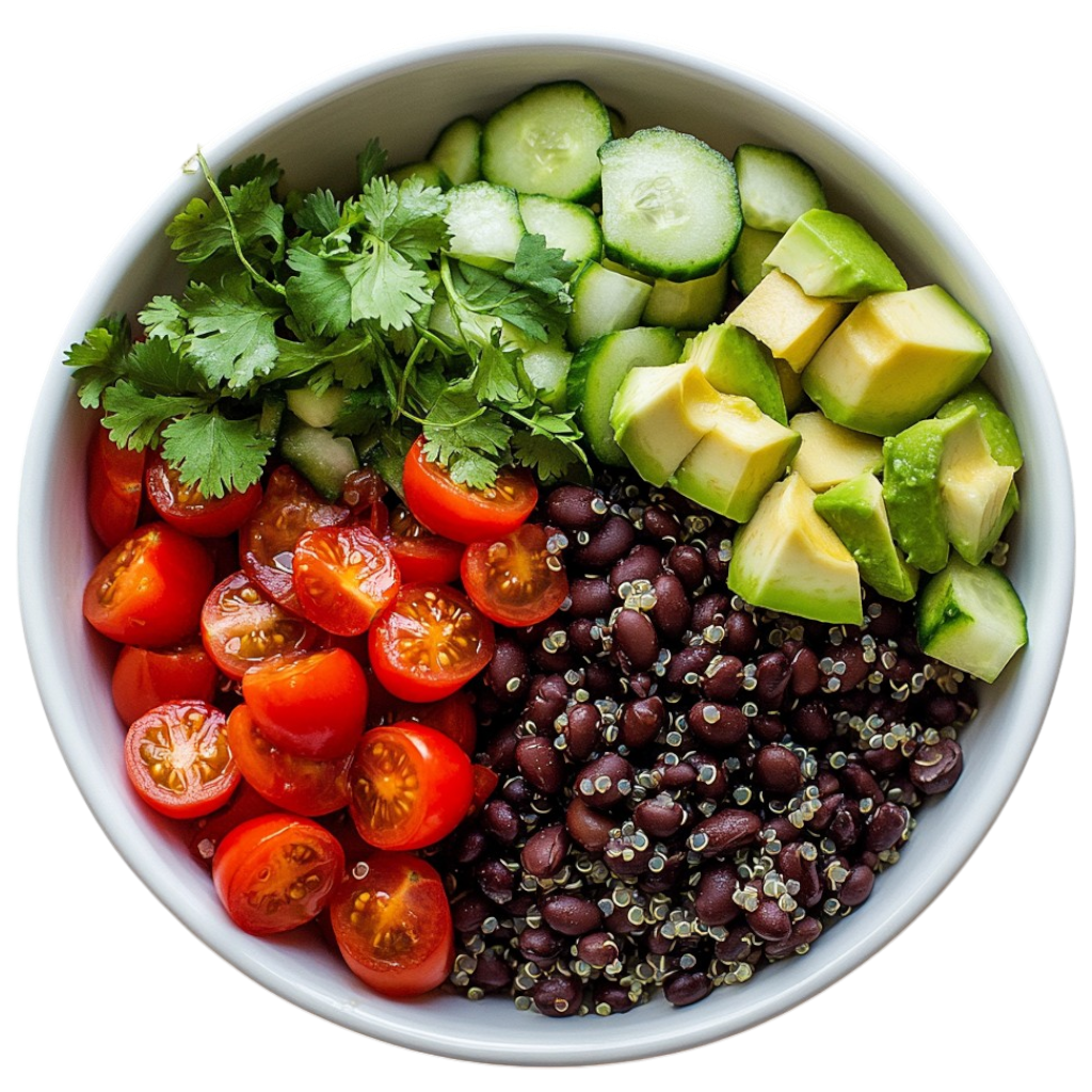 Salade de quinoa aux haricots noirs et avocat