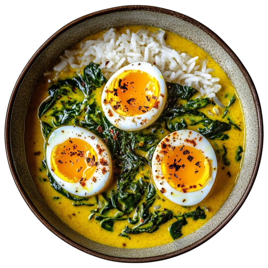 Curry d'œufs aux épinards