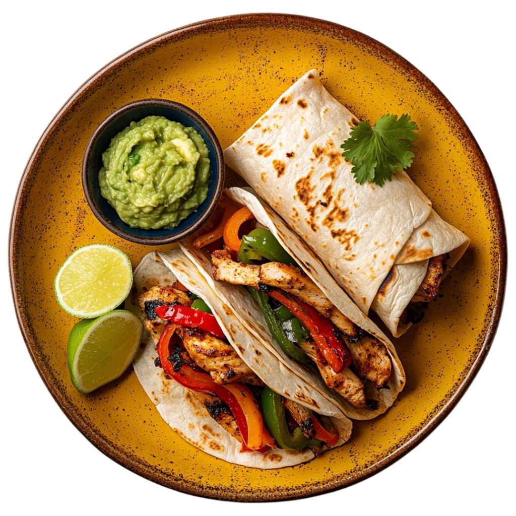 Fajitas au poulet grillé et légumes colorés