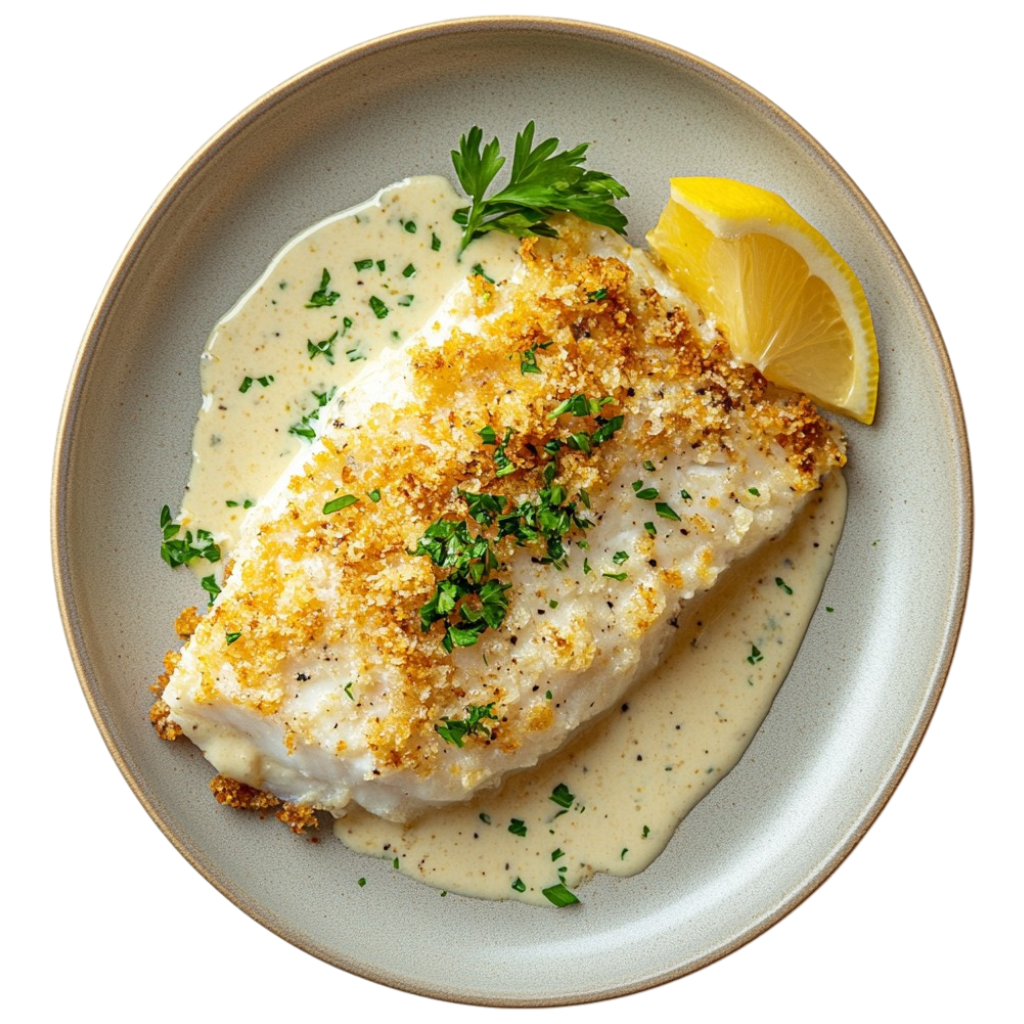 Filets de poisson blanc gratinés à la moutarde