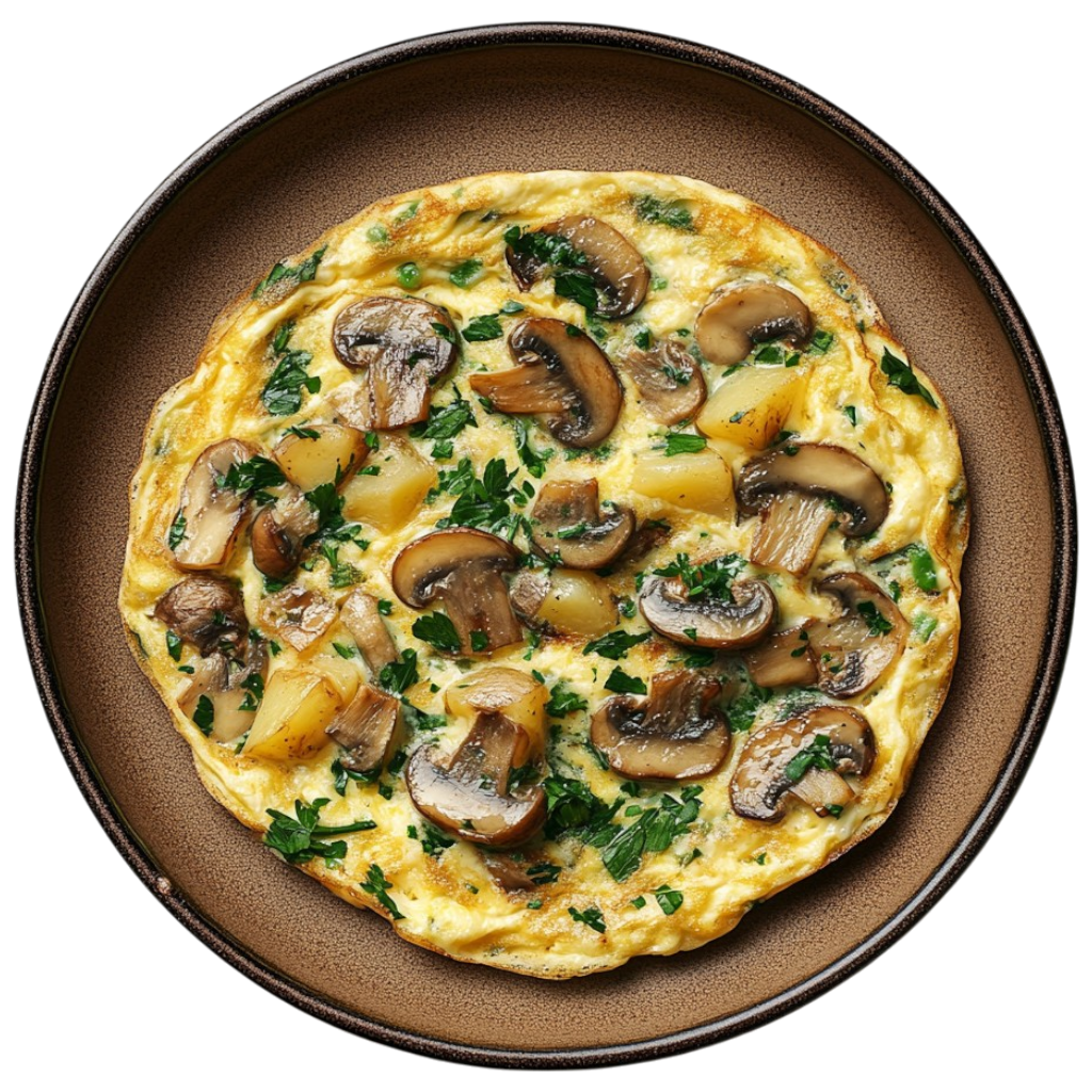 Omelette aux champignons et pommes de terre