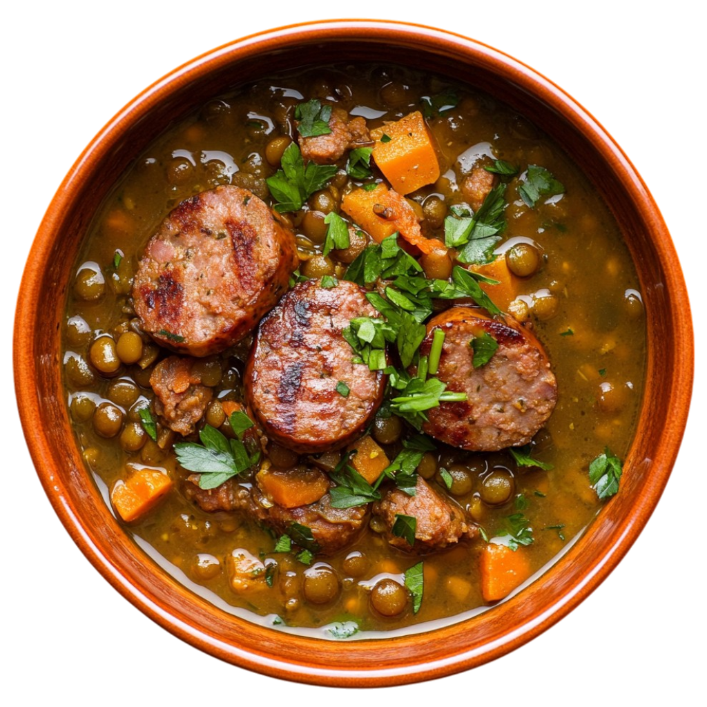 Ragoût de saucisses aux lentilles