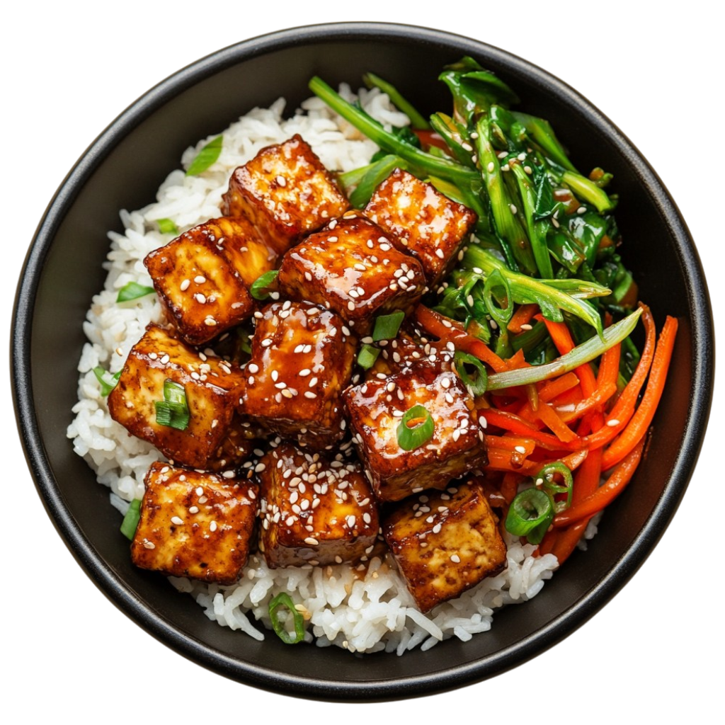 Tofu croustillant au sésame et légumes sautés
