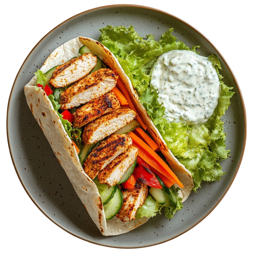 Wraps au poulet mariné et sauce crémeuse